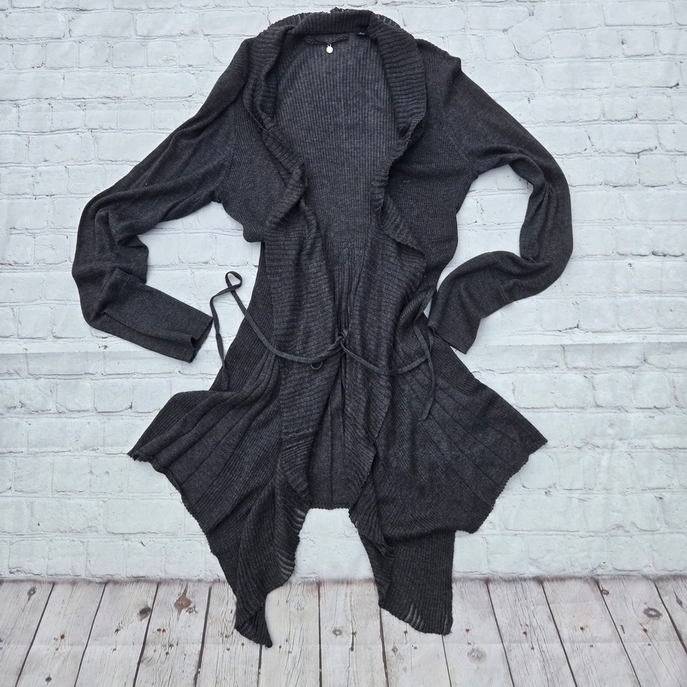Anthropologie cotton Blend Ribbed asymmetrical tie cardigan whimsigoth fairy m
